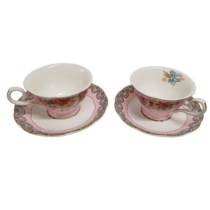 Σετ Φλυτζάνια Τσαγιού Πορσελάνης 2 Τεμ Pink Flowers Garden 8.5x15εκ