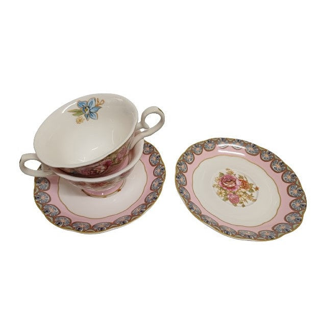 Σετ Φλυτζάνια Τσαγιού Πορσελάνης 2 Τεμ Pink Flowers Garden 8.5x15εκ