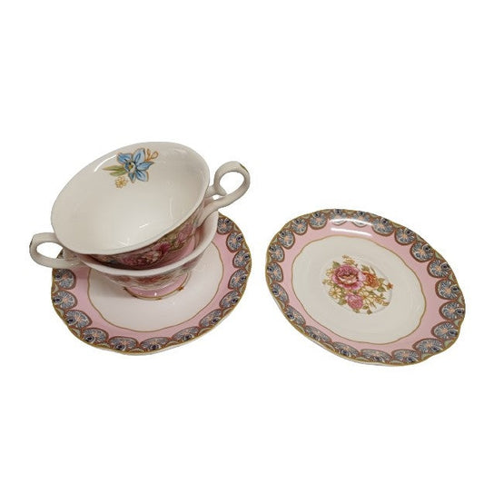 Σετ Φλυτζάνια Τσαγιού Πορσελάνης 2 Τεμ Pink Flowers Garden 8.5x15εκ