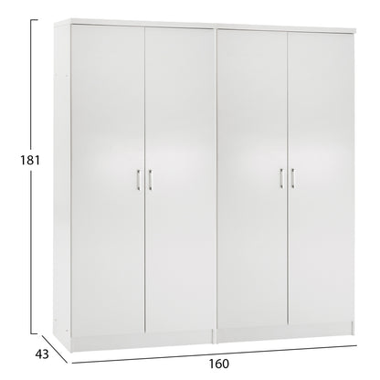 SET OF 2 JENNA 2-DOOR WARDROBES MELAMINE IN WHITE 160x43x181