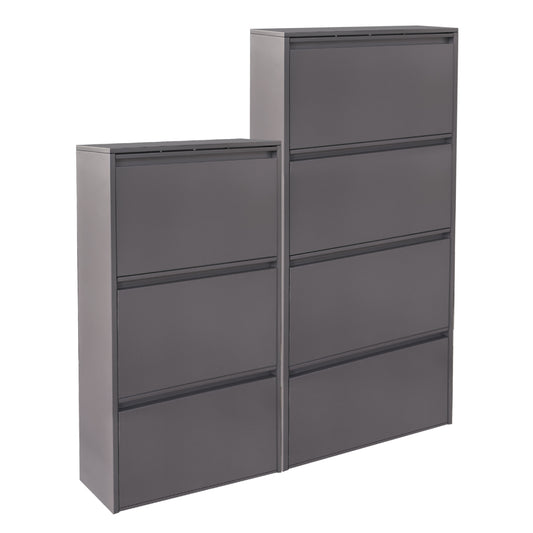 SET OF 2 SHOE CABINETS STARK METALLIC ANTHRACITE 3+4 MAGNETIC DOORS