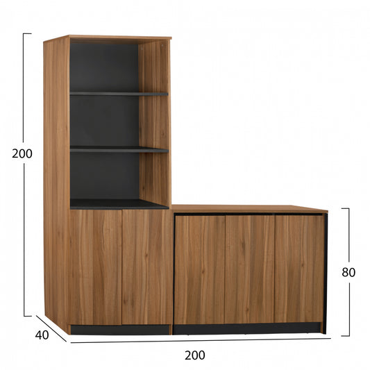 SET OF 2 PROFESSIONAL OFFICE BOOKCASES WITH CABINET SUPREME
