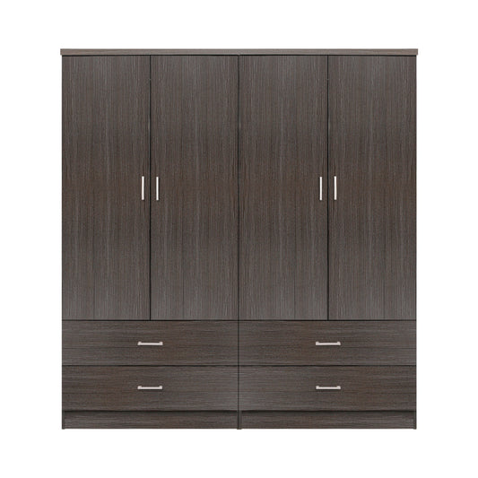 SET OF 2 PCS 4-DOOR WARDROBE WITH 4 DRAWERS ZEBRANO 160x42x181
