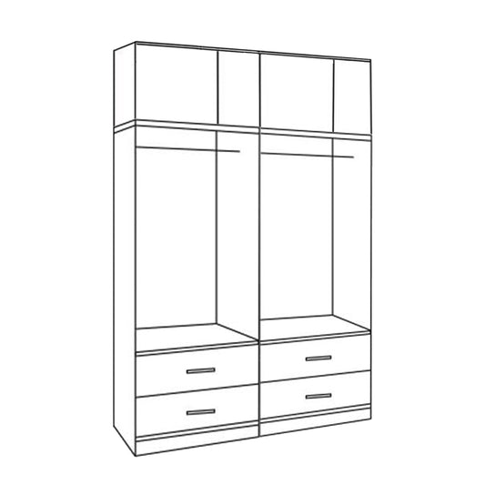 SET OF 2 PCS 4-DOOR WARDROBE WITH OVERHEAD CABINET AND 4 DRAWERS ZEBRANO 160x42x241
