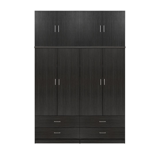 SET OF 2 PCS 4-DOOR WARDROBE WITH OVERHEAD CABINET AND 4 DRAWERS ZEBRANO 160x42x241