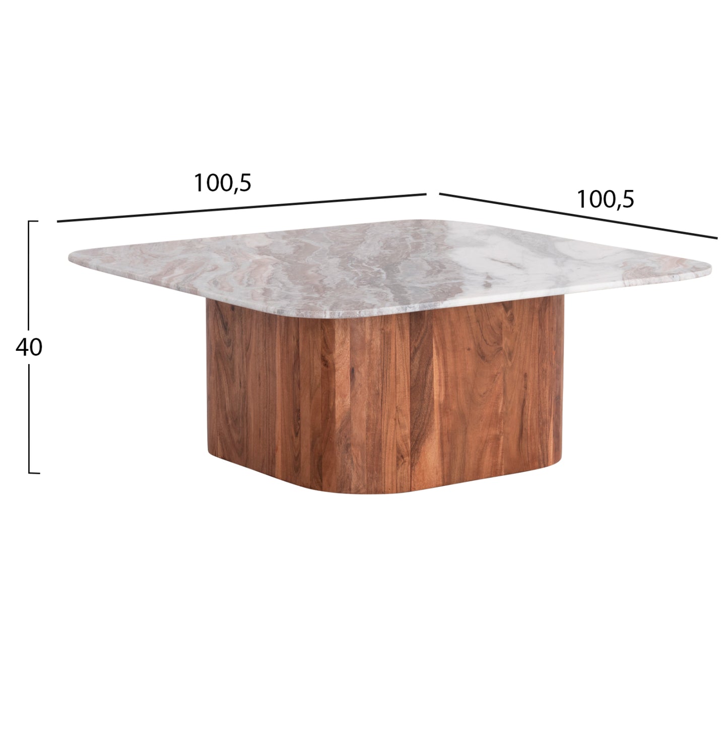 SET OF 2 COFFEE TABLES VOLTI GREY MARBLE ACACIA WOOD