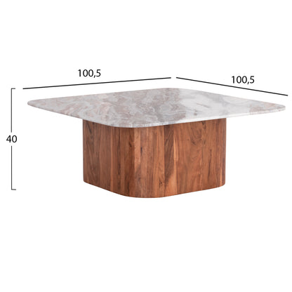SET OF 2 COFFEE TABLES VOLTI GREY MARBLE ACACIA WOOD