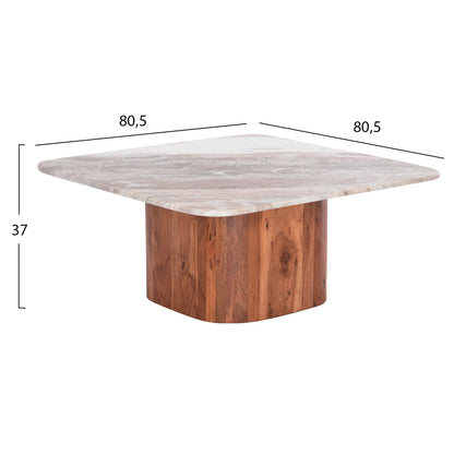 SET OF 2 COFFEE TABLES VOLTI GREY MARBLE ACACIA WOOD