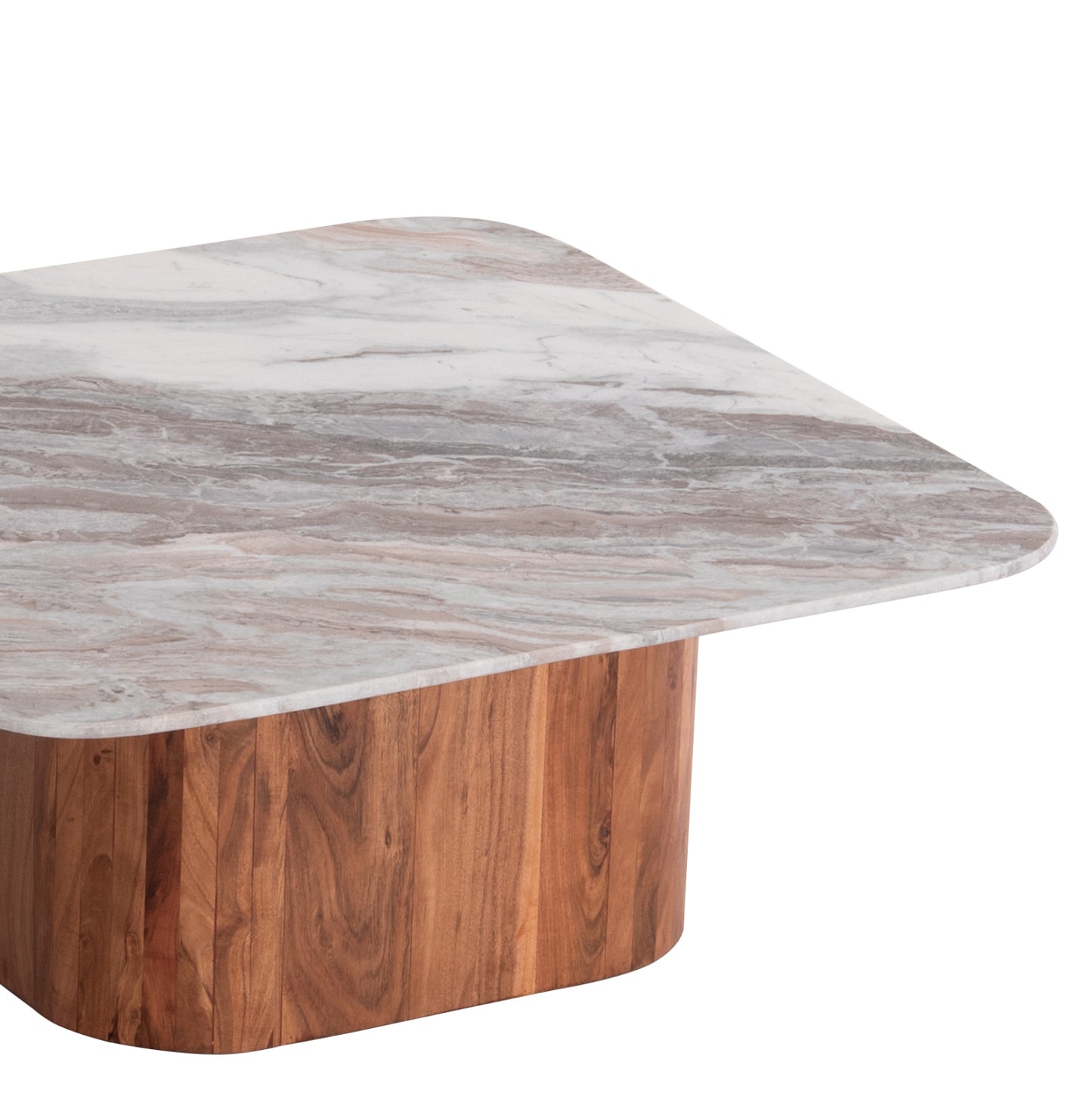 SET OF 2 COFFEE TABLES VOLTI GREY MARBLE ACACIA WOOD