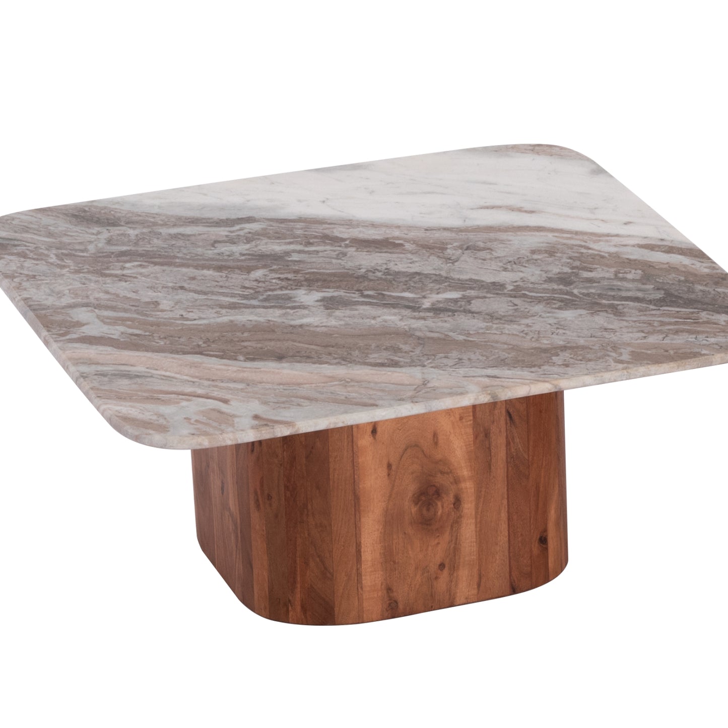 SET OF 2 COFFEE TABLES VOLTI GREY MARBLE ACACIA WOOD