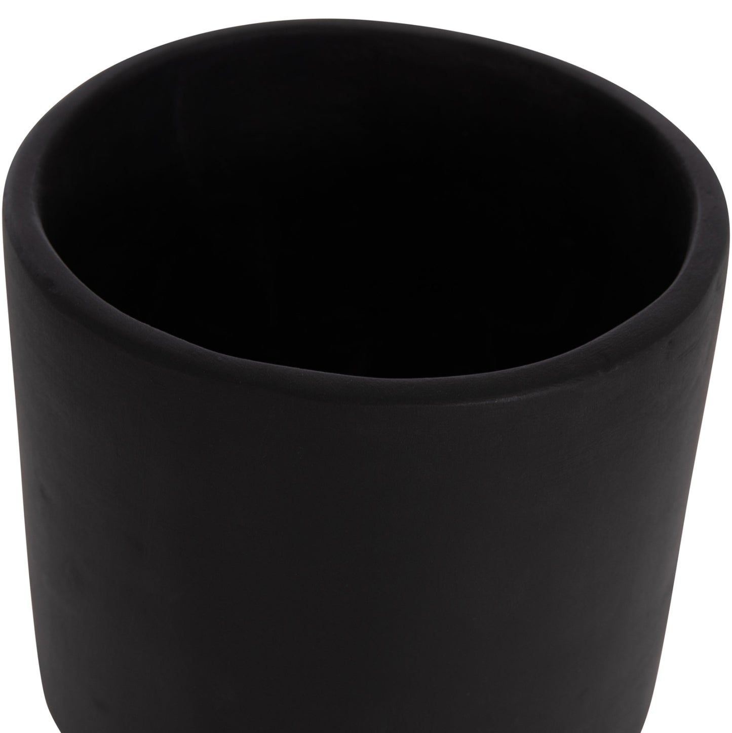 SET OF 3 POTS WITH TEAK BASES TANTI FIBER CEMENT IN BLACK