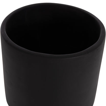 SET OF 3 POTS WITH TEAK BASES TANTI FIBER CEMENT IN BLACK