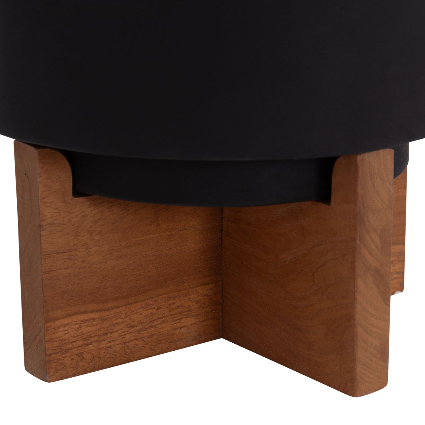 SET OF 3 POTS WITH TEAK BASES TANTI FIBER CEMENT IN BLACK