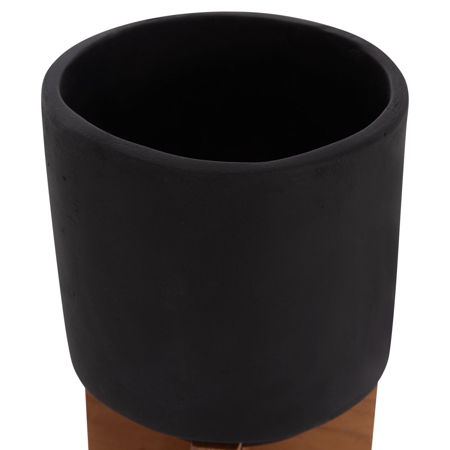 SET OF 3 POTS WITH TEAK BASES TANTI FIBER CEMENT IN BLACK