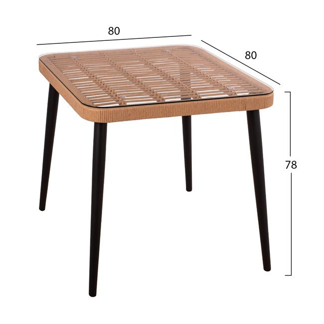 ΣΕΤ 3 ΤΜΧ ALLEGRA WICKER ΜΕ ΤΡΑΠΕΖΙ ΜΠΕΖ & ΜΑΥΡΟ ΧΡΩΜΑ 80x80x78