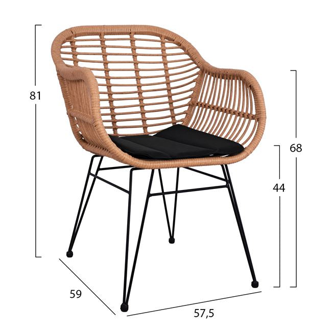 ΣΕΤ 3 ΤΜΧ ALLEGRA WICKER ΜΕ ΤΡΑΠΕΖΙ ΜΠΕΖ & ΜΑΥΡΟ ΧΡΩΜΑ 80x80x78