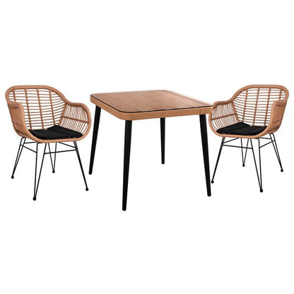 ΣΕΤ 3 ΤΜΧ ALLEGRA WICKER ΜΕ ΤΡΑΠΕΖΙ ΜΠΕΖ & ΜΑΥΡΟ ΧΡΩΜΑ 80x80x78