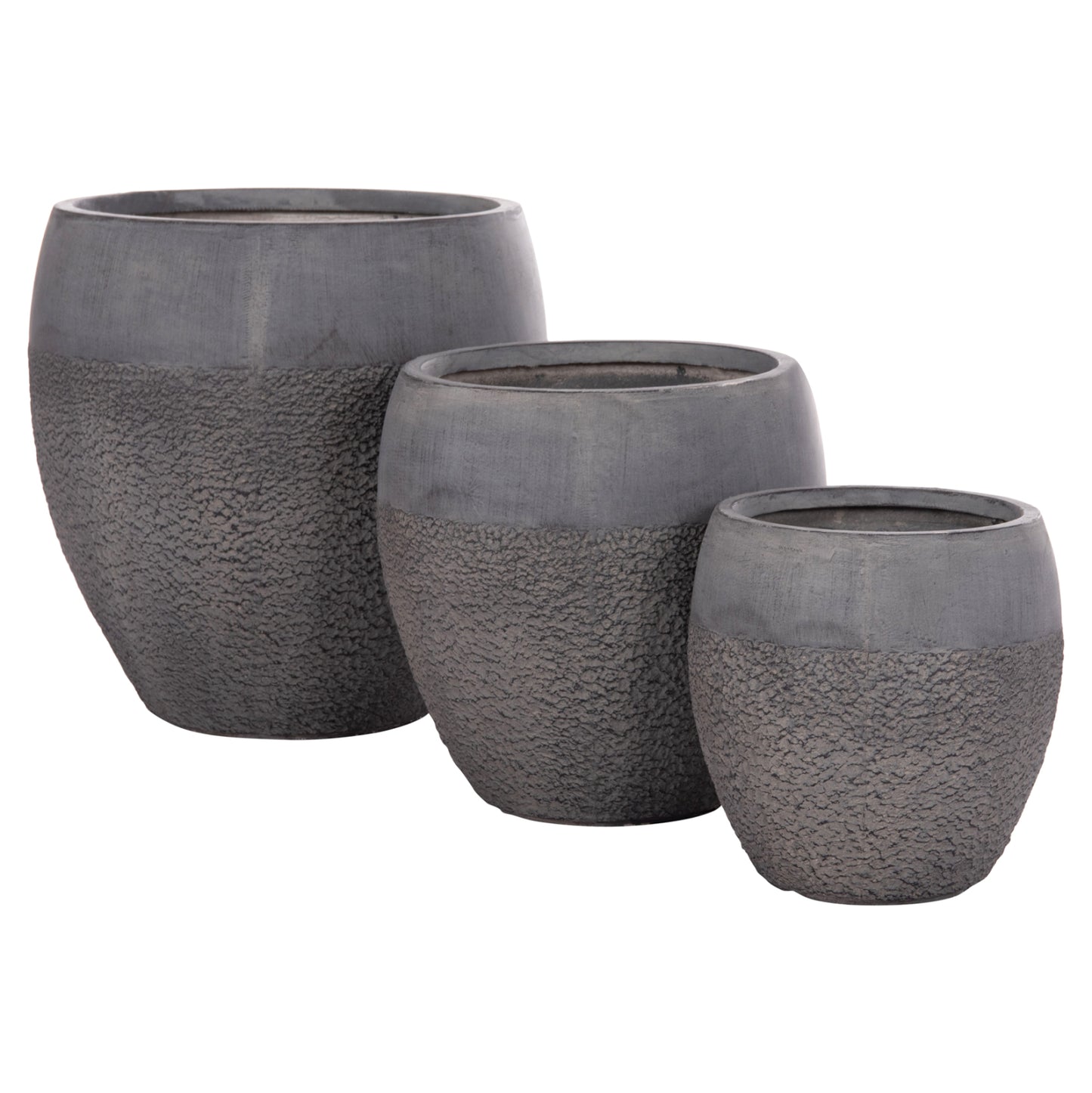 ΣΕΤ 3 ΤΜΧ ΓΛΑΣΤΡΕΣ GARDENER FIBERCLAY ΣΕ ΣΚΟΥΡΟ CEMENT ΧΡΩΜΑ Φ55x54