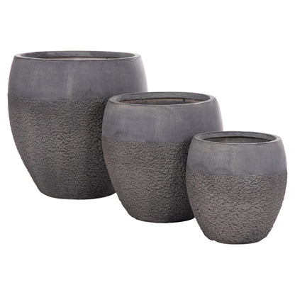 ΣΕΤ 3 ΤΜΧ ΓΛΑΣΤΡΕΣ GARDENER FIBERCLAY ΣΕ ΣΚΟΥΡΟ CEMENT ΧΡΩΜΑ Φ55x54
