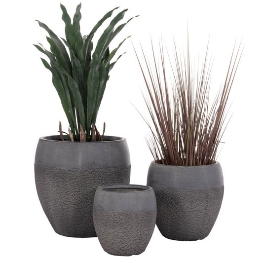 ΣΕΤ 3 ΤΜΧ ΓΛΑΣΤΡΕΣ GARDENER FIBERCLAY ΣΕ ΣΚΟΥΡΟ CEMENT ΧΡΩΜΑ Φ55x54