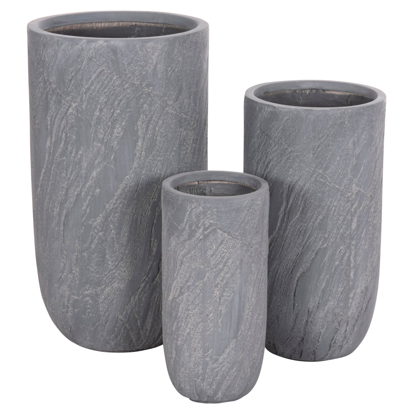 ΣΕΤ 3 ΤΜΧ ΓΛΑΣΤΡΕΣ ΚΥΛΙΝΔΡΟΙ GARDENER FIBERCLAY ΧΡΩΜΑ CEMENT Φ44x79