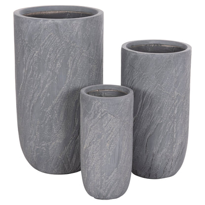 ΣΕΤ 3 ΤΜΧ ΓΛΑΣΤΡΕΣ ΚΥΛΙΝΔΡΟΙ GARDENER FIBERCLAY ΧΡΩΜΑ CEMENT Φ44x79