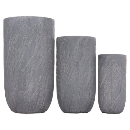 ΣΕΤ 3 ΤΜΧ ΓΛΑΣΤΡΕΣ ΚΥΛΙΝΔΡΟΙ GARDENER FIBERCLAY ΧΡΩΜΑ CEMENT Φ44x79