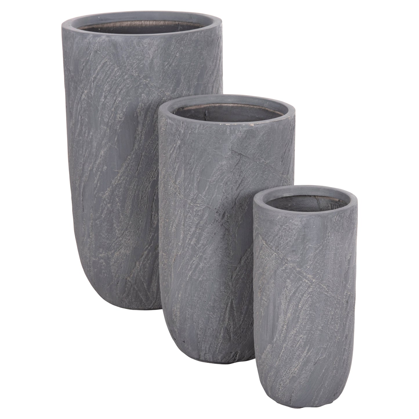 ΣΕΤ 3 ΤΜΧ ΓΛΑΣΤΡΕΣ ΚΥΛΙΝΔΡΟΙ GARDENER FIBERCLAY ΧΡΩΜΑ CEMENT Φ44x79