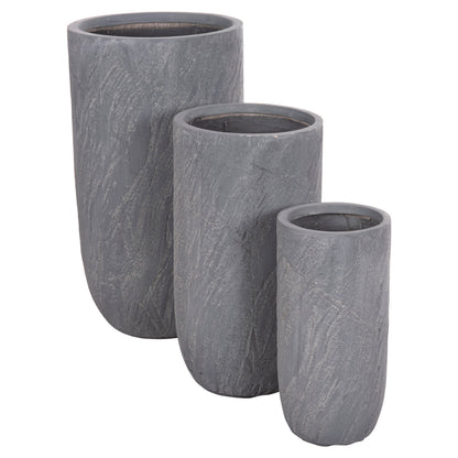 ΣΕΤ 3 ΤΜΧ ΓΛΑΣΤΡΕΣ ΚΥΛΙΝΔΡΟΙ GARDENER FIBERCLAY ΧΡΩΜΑ CEMENT Φ44x79