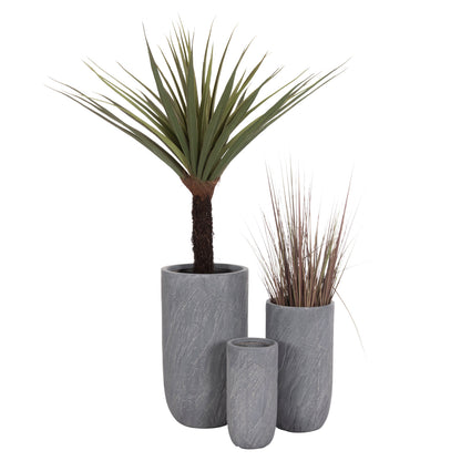 ΣΕΤ 3 ΤΜΧ ΓΛΑΣΤΡΕΣ ΚΥΛΙΝΔΡΟΙ GARDENER FIBERCLAY ΧΡΩΜΑ CEMENT Φ44x79