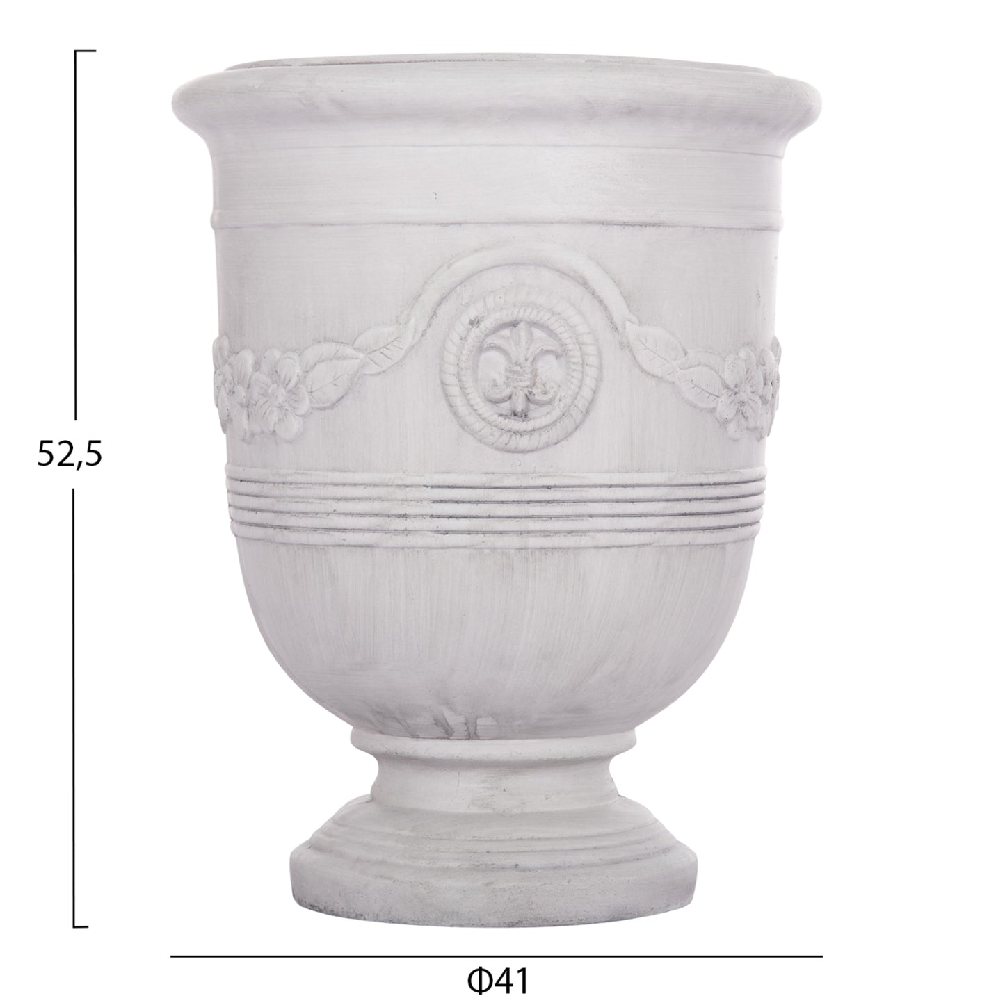 SET OF 3 POTS WITH EMBOSSED GARDENER FIBERCLAY IN OFF-WHITE Φ58x72.5
