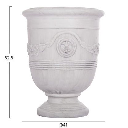 SET OF 3 POTS WITH EMBOSSED GARDENER FIBERCLAY IN OFF-WHITE Φ58x72.5