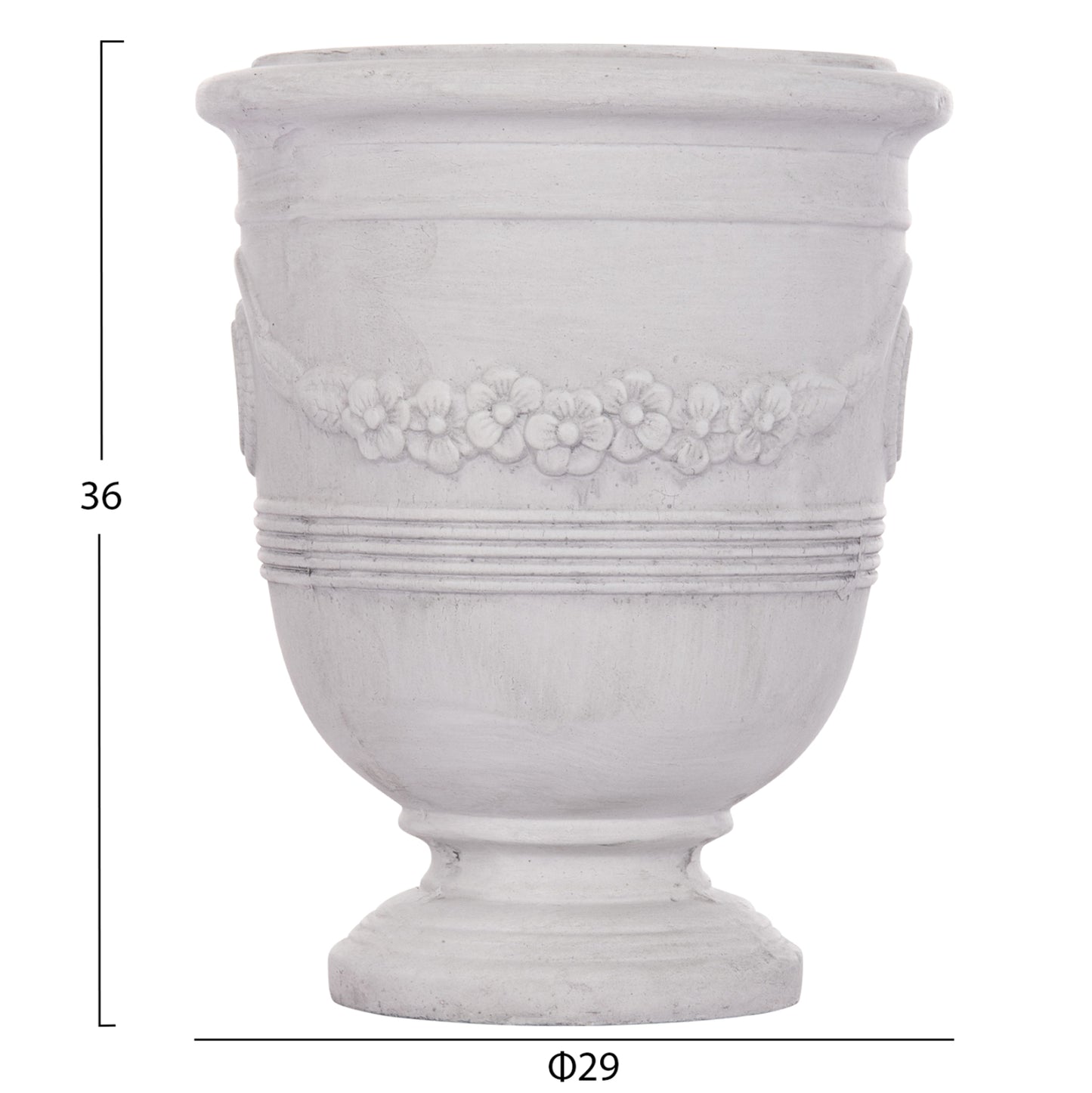 SET OF 3 POTS WITH EMBOSSED GARDENER FIBERCLAY IN OFF-WHITE Φ58x72.5
