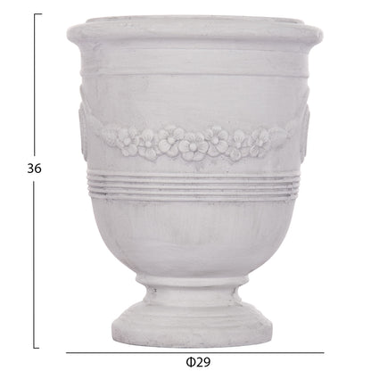 SET OF 3 POTS WITH EMBOSSED GARDENER FIBERCLAY IN OFF-WHITE Φ58x72.5