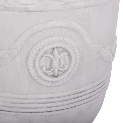 SET OF 3 POTS WITH EMBOSSED GARDENER FIBERCLAY IN OFF-WHITE Φ58x72.5