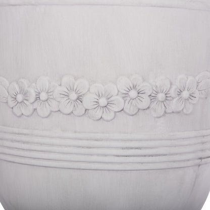 SET OF 3 POTS WITH EMBOSSED GARDENER FIBERCLAY IN OFF-WHITE Φ58x72.5