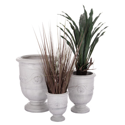 SET OF 3 POTS WITH EMBOSSED GARDENER FIBERCLAY IN OFF-WHITE Φ58x72.5