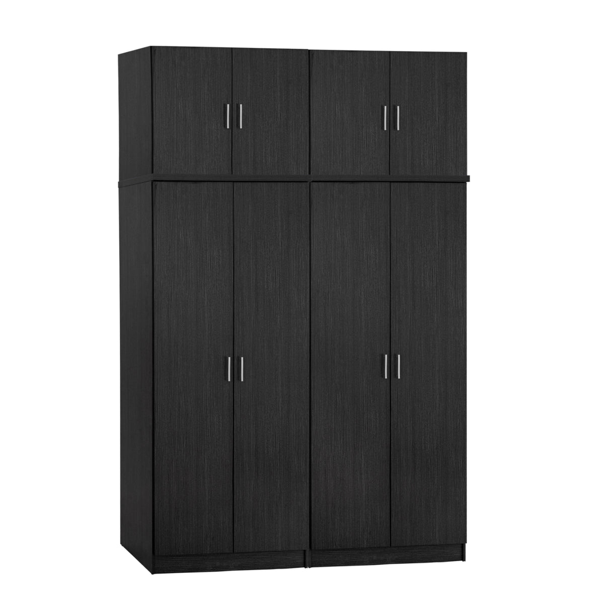 4-PIECE ZEBRANO 4-DOOR WARDROBE SET WITH OVERHEAD STORAGE 160x42x241