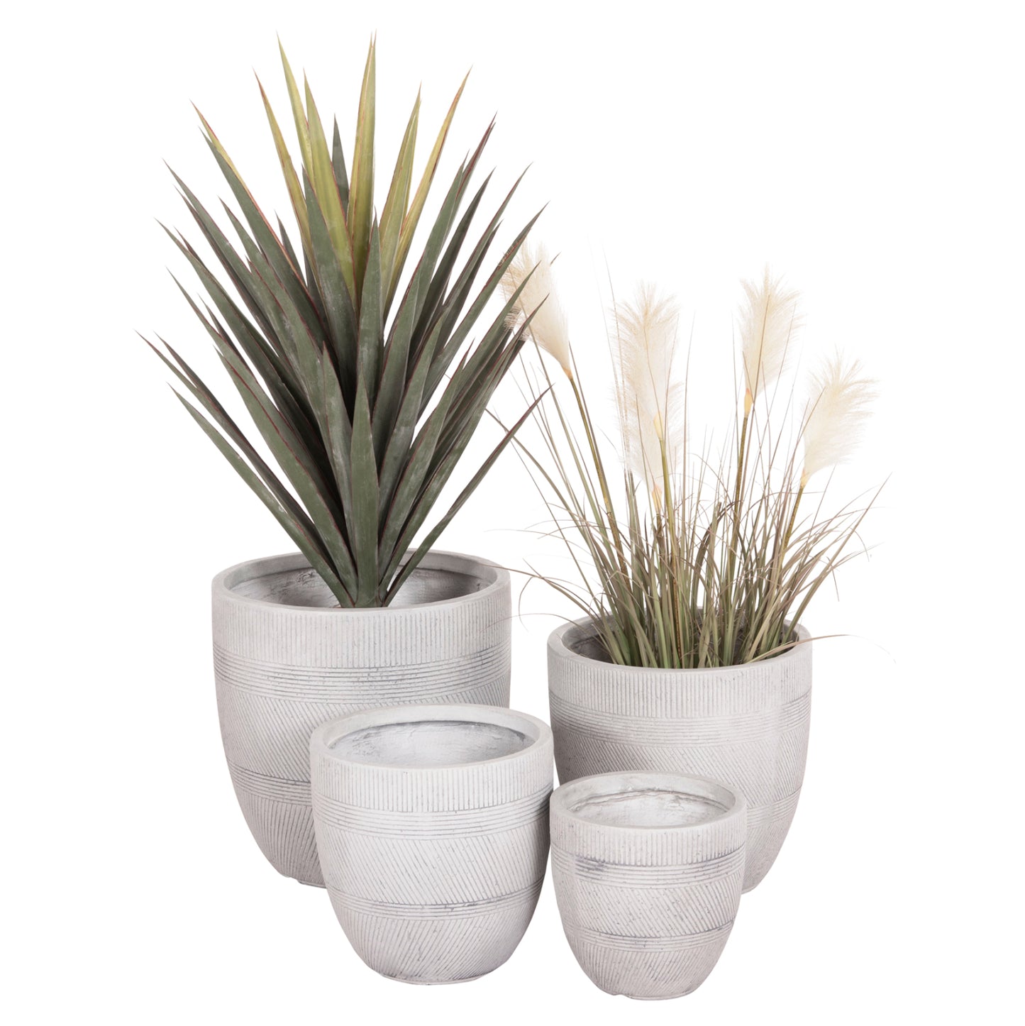 ΣΕΤ 4 ΤΜΧ ΓΛΑΣΤΡΕΣ ΣΤΡΟΓΓΥΛΕΣ GARDENER FIBERCLAY ΧΡΩΜΑ CEMENT Φ44x43