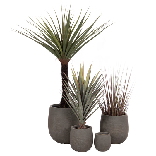 ΣΕΤ 4 ΤΜΧ ΓΛΑΣΤΡΕΣ ΣΤΡΟΓΓΥΛΕΣ GARDENER FIBERCLAY ΓΚΡΙΖΟΠΡΑΣΙΝΟ Φ52x55