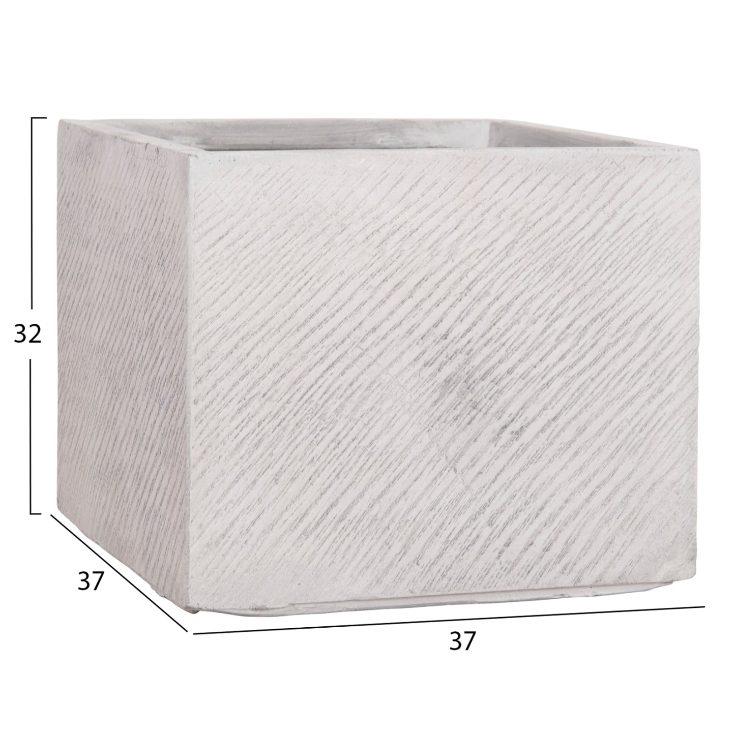 SET OF 4 SQUARE POTS GARDENER FIBERCLAY GREY CEMENT 37x37x32