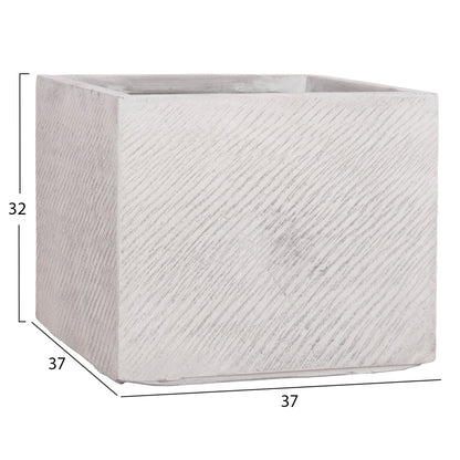 SET OF 4 SQUARE POTS GARDENER FIBERCLAY GREY CEMENT 37x37x32