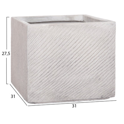 SET OF 4 SQUARE POTS GARDENER FIBERCLAY GREY CEMENT 37x37x32