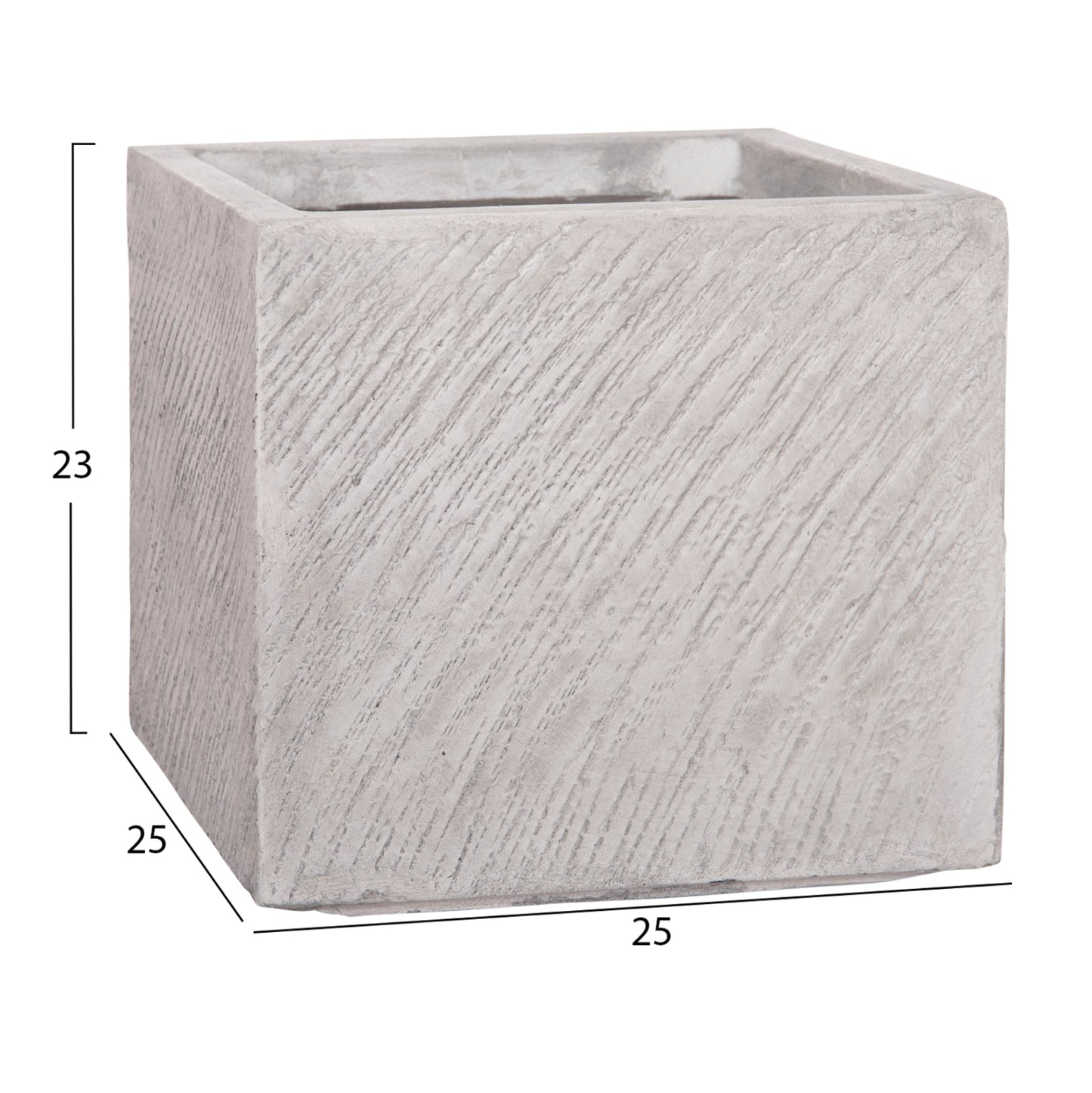SET OF 4 SQUARE POTS GARDENER FIBERCLAY GREY CEMENT 37x37x32