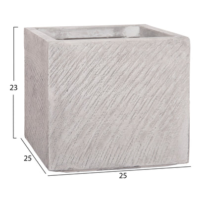 SET OF 4 SQUARE POTS GARDENER FIBERCLAY GREY CEMENT 37x37x32