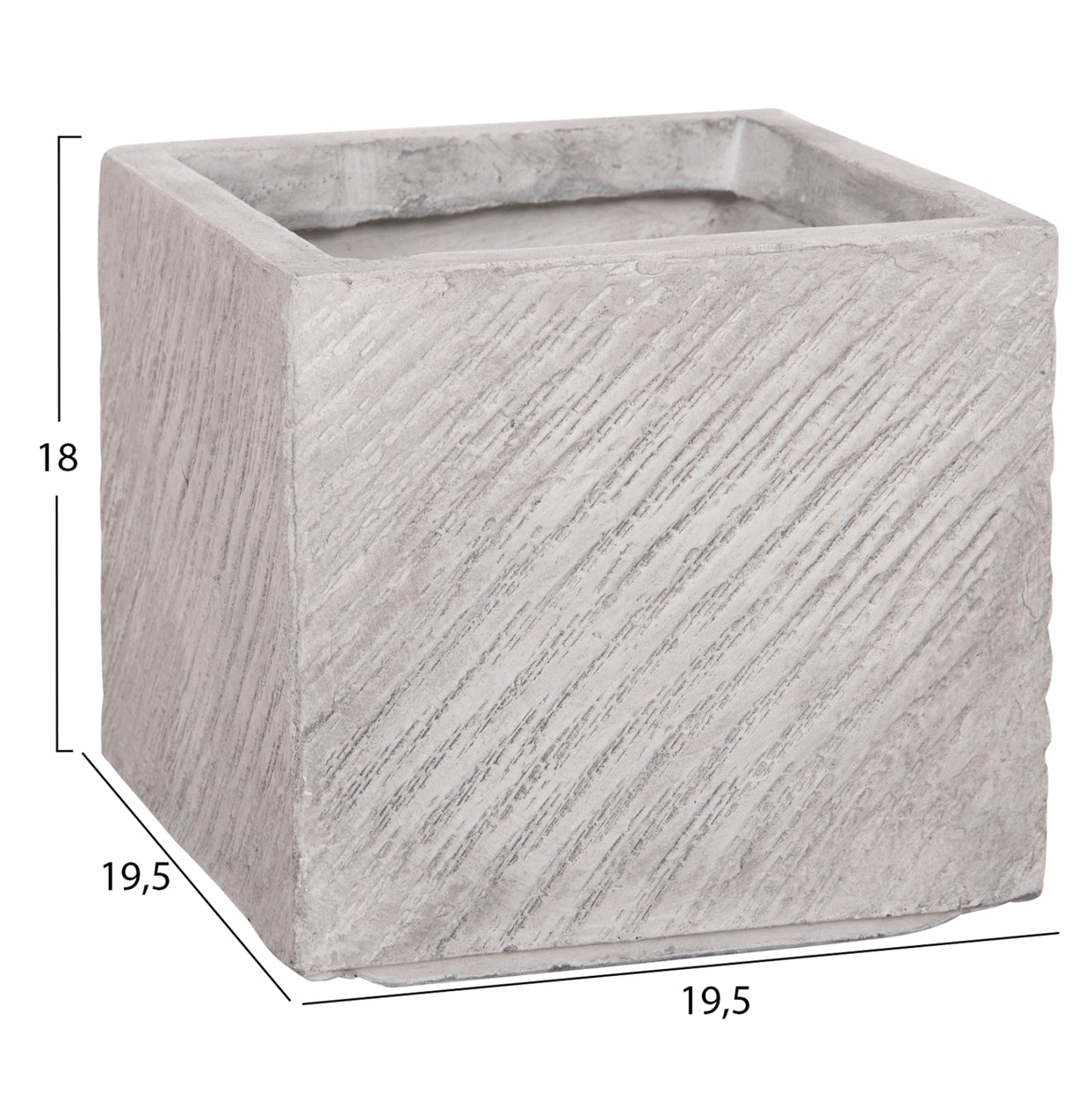 SET OF 4 SQUARE POTS GARDENER FIBERCLAY GREY CEMENT 37x37x32