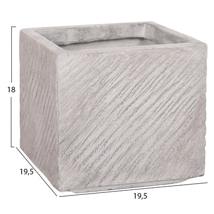 SET OF 4 SQUARE POTS GARDENER FIBERCLAY GREY CEMENT 37x37x32