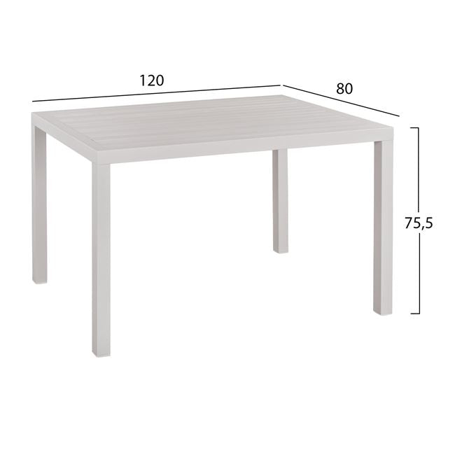 SET OF 5 ALUMINUM PIECES WITH WHITE TABLE 120x80x75.5