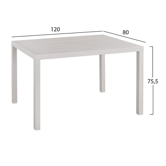 SET OF 5 ALUMINUM PIECES WITH WHITE TABLE 120x80x75.5