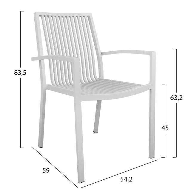 SET OF 5 ALUMINUM PIECES WITH WHITE TABLE 120x80x75.5